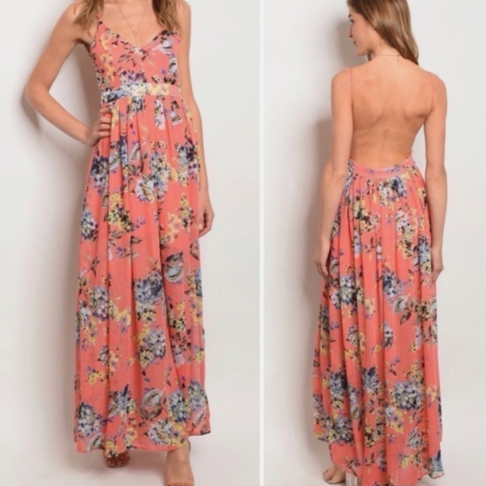 Miss Avenue backless floral maxi dress size S